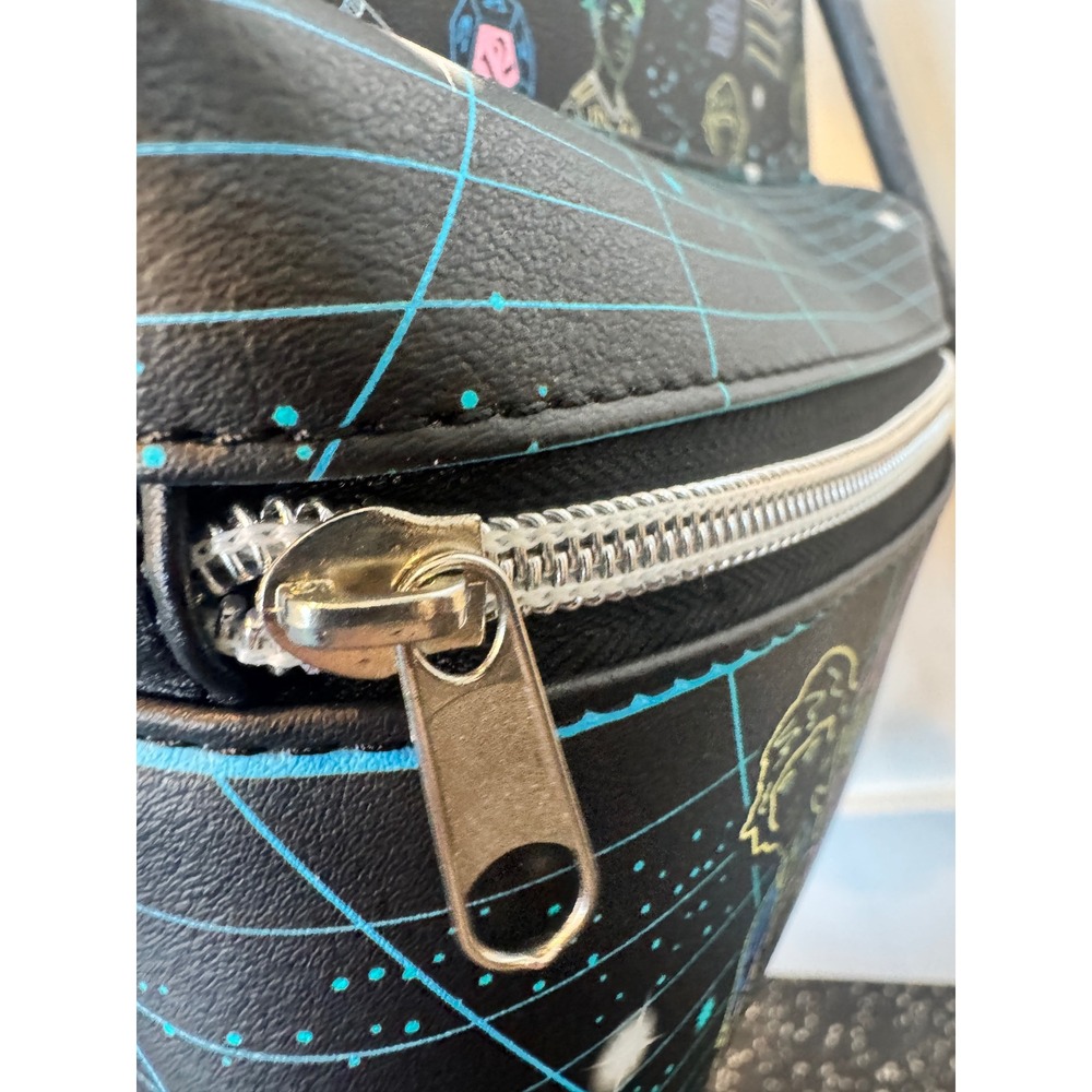 Stranger Things Mini Backpack Black Neon Character Print Faux Leather Bag - Picture 7 of 11